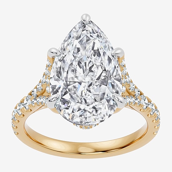 Signature By Modern Bride (F-G / Vs2-Si1) Womens 6 1/2 Ct. T.W. Lab Grown White Diamond 14K Gold Pear Side Stone Engagement Ring
