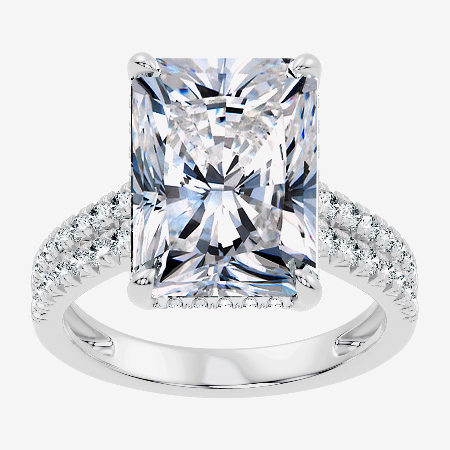 Signature By Modern Bride (F-G / Vs2-Si1) Womens 8 1/2 Ct. T.W. Lab Grown White Diamond 14K Gold Rectangular Side Stone Engagement Ring