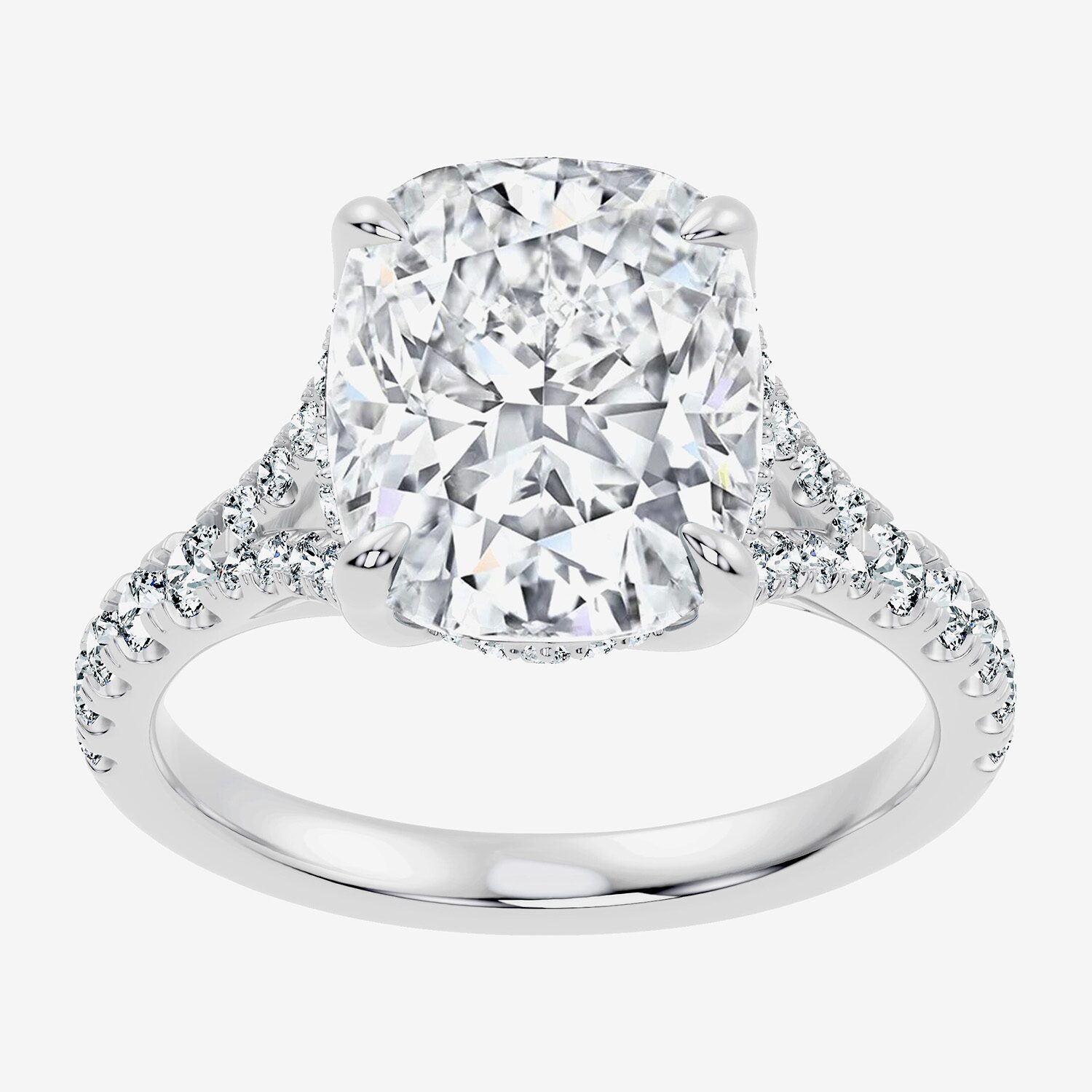 Signature By Modern Bride (F-G / Vs2-Si1) Womens 1/2 Ct. T.W. Lab Grown White Diamond 14K Gold Cushion Side Stone Engagement Ring