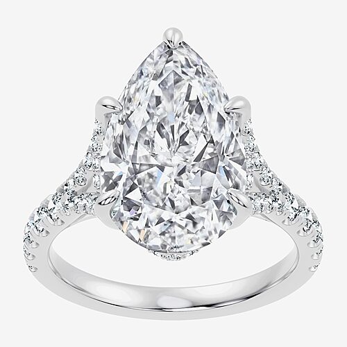 Signature By Modern Bride (F-G / Vs2-Si1) Womens 6 1/2 Ct. T.W. Lab Grown White Diamond 14K Gold Pear Side Stone Engagement Ring, 9, White