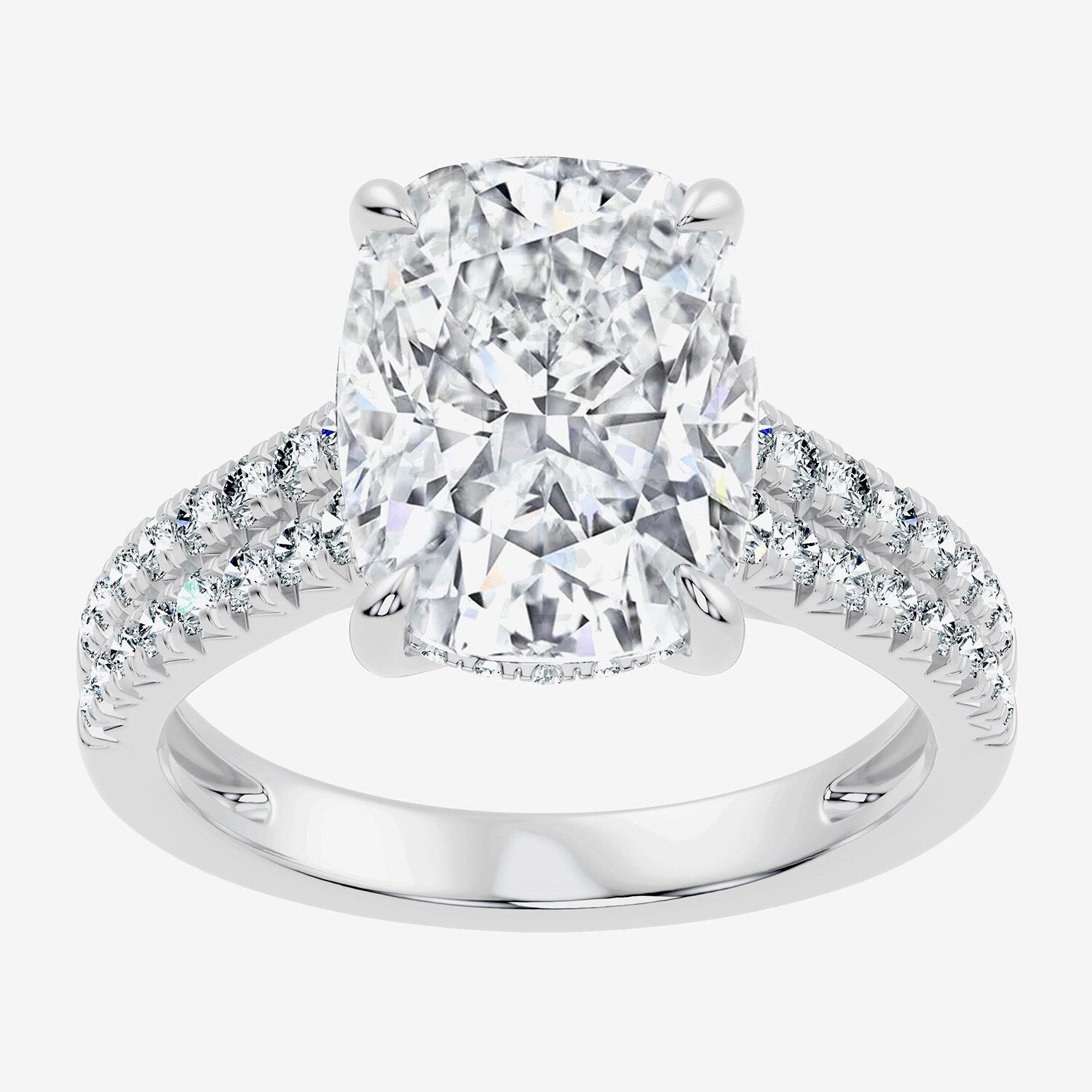 Signature By Modern Bride (F-G / Vs2-Si1) Womens 1/2 Ct. T.W. Lab Grown White Diamond 14K Gold Cushion Side Stone Engagement Ring