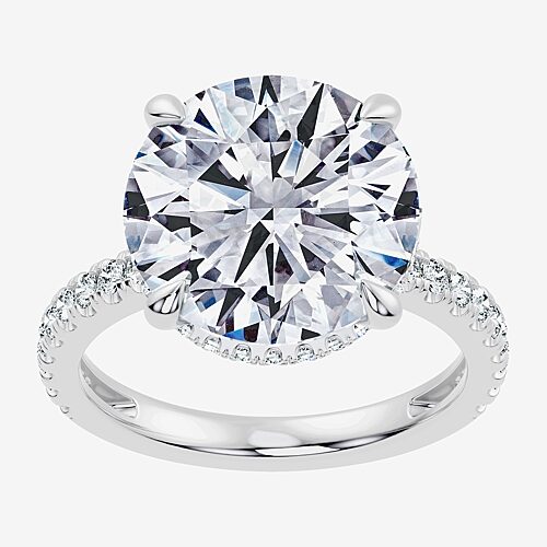 Signature By Modern Bride (F-G / Vs2-Si1) Womens 8 1/2 Ct. T.W. Lab Grown White Diamond 14K Gold Round Side Stone Engagement Ring, 9, White