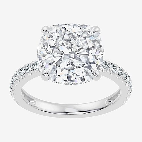 Signature By Modern Bride (F-G / Vs2-Si1) Womens 6 1/2 Ct. T.W. Lab Grown White Diamond 14K Gold Cushion Side Stone Engagement Ring, 9, White