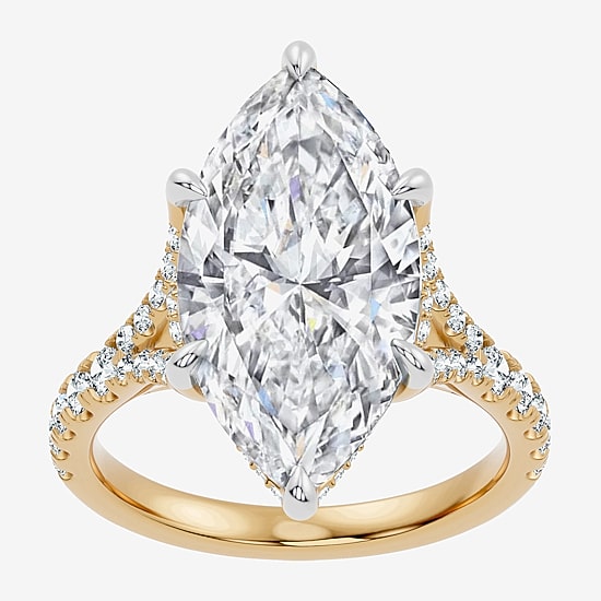Signature By Modern Bride (F-G / Vs2-Si1) Womens 10 1/2 Ct. T.W. Lab Grown White Diamond 14K Gold Marquise Side Stone Engagement Ring