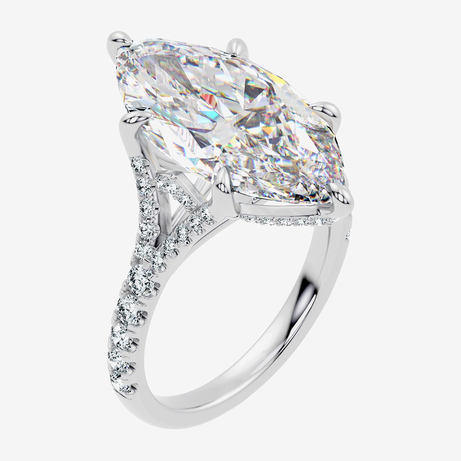 Signature By Modern Bride (F-G / Vs2-Si1) Womens 1/2 Ct. T.W. Lab Grown White Diamond 14K Gold Marquise Side Stone Engagement Ring