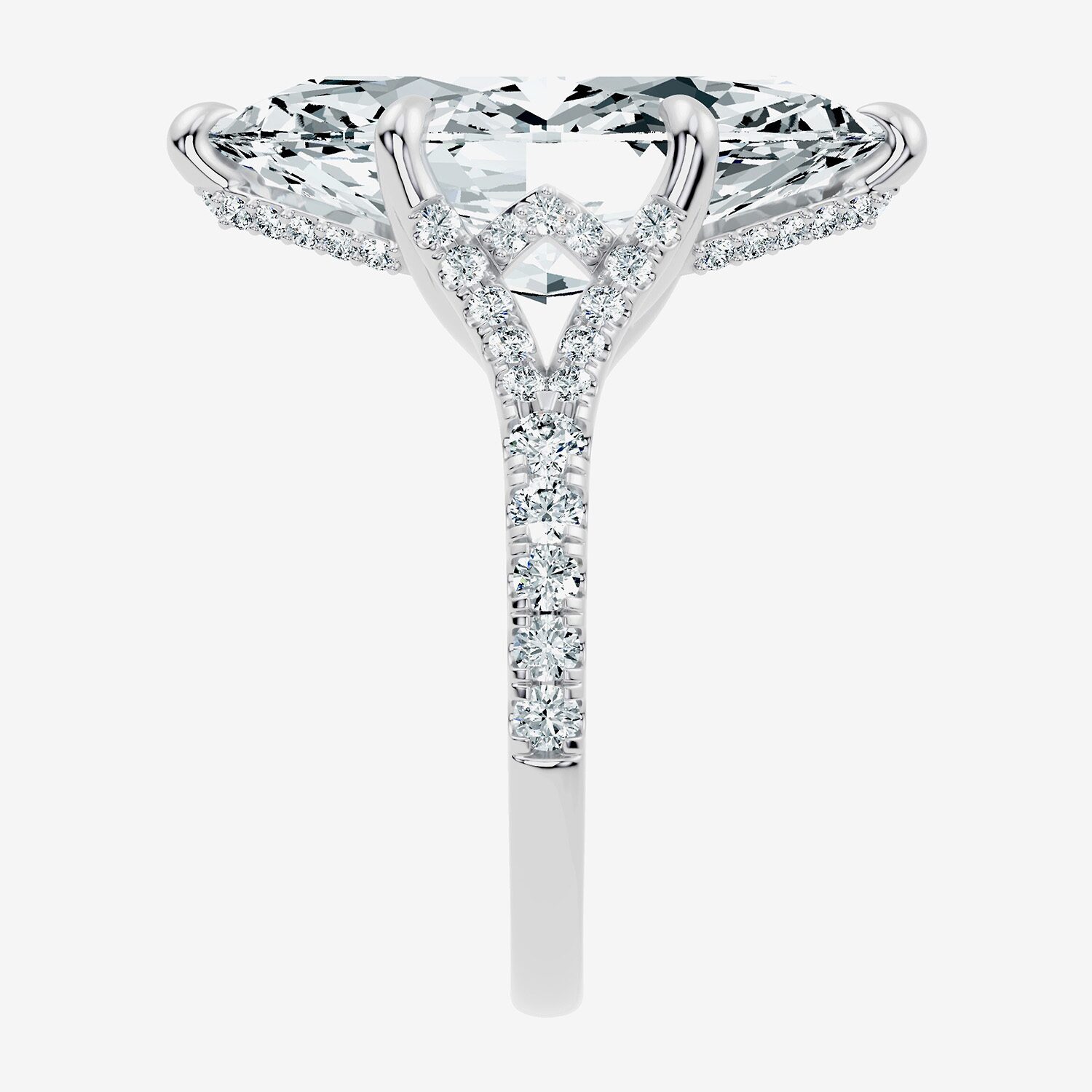 Signature By Modern Bride (F-G / Vs2-Si1) Womens 1/2 Ct. T.W. Lab Grown White Diamond 14K Gold Marquise Side Stone Engagement Ring