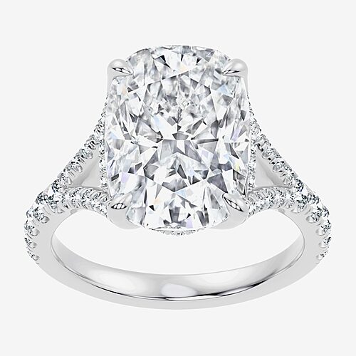 Signature By Modern Bride (F-G / Vs2-Si1) Womens 8 1/2 Ct. T.W. Lab Grown White Diamond 14K Gold Cushion Side Stone Engagement Ring, 9, White