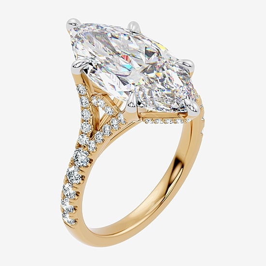 Signature By Modern Bride (F-G / Vs2-Si1) Womens 6 1/2 Ct. T.W. Lab Grown White Diamond 14K Gold Marquise Side Stone Engagement Ring