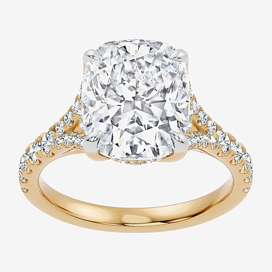 Signature By Modern Bride (F-G / Vs2-Si1) Womens 6 1/2 Ct. T.W. Lab Grown White Diamond 14K Gold Cushion Side Stone Engagement Ring