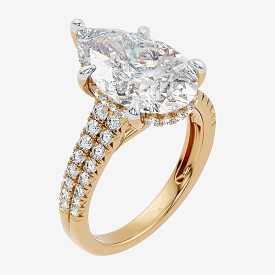 Signature By Modern Bride (F-G / Vs2-Si1) Womens 6 1/2 Ct. T.W. Lab Grown White Diamond 14K Gold Pear Side Stone Engagement Ring