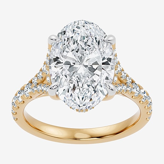 Signature By Modern Bride (F-G / Vs2-Si1) Womens 10 1/2 Ct. T.W. Lab Grown White Diamond 14K Gold Oval Side Stone Engagement Ring
