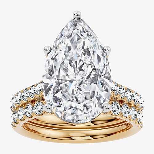 Signature By Modern Bride (F-G / Vs2-Si1) Womens 9 Ct.T.W. Lab Grown White Diamond 14K Gold Pear Side Stone Bridal Set, 9, Yellow
