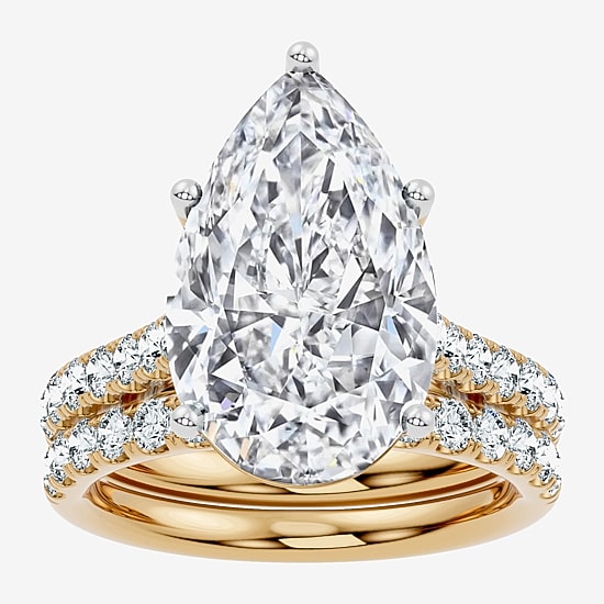 Signature By Modern Bride (F-G / Vs2-Si1) Womens 9 Ct.T.W. Lab Grown White Diamond 14K Gold Pear Side Stone Bridal Set