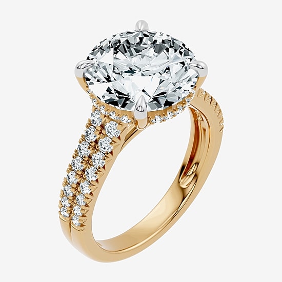 Signature By Modern Bride (F-G / Vs2-Si1) Womens 6 1/2 Ct. T.W. Lab Grown White Diamond 14K Gold Round Side Stone Engagement Ring