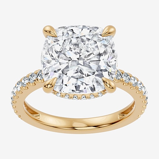 Signature By Modern Bride (F-G / Vs2-Si1) Womens 8 1/2 Ct. T.W. Lab Grown White Diamond 14K Gold Cushion Side Stone Engagement Ring