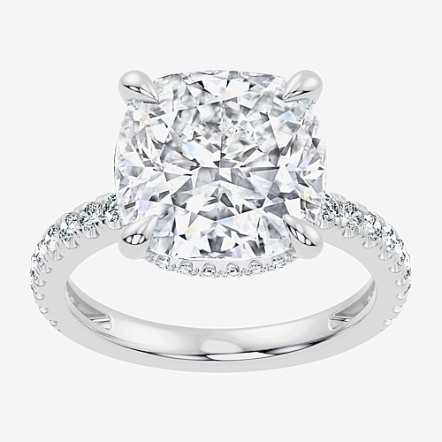 Signature By Modern Bride (F-G / Vs2-Si1) Womens 10 1/2 Ct. T.W. Lab Grown White Diamond 14K Gold Cushion Side Stone Engagement Ring, 6, White