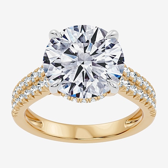 Signature By Modern Bride (F-G / Vs2-Si1) Womens 6 1/2 Ct. T.W. Lab Grown White Diamond 14K Gold Round Side Stone Engagement Ring