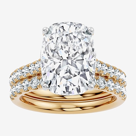 Signature By Modern Bride (F-G / Vs2-Si1) Womens 7 Ct.T.W. Lab Grown White Diamond 14K Gold Cushion Side Stone Bridal Set