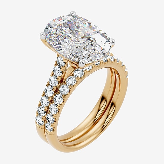 Signature By Modern Bride (F-G / Vs2-Si1) Womens 7 Ct.T.W. Lab Grown White Diamond 14K Gold Cushion Side Stone Bridal Set