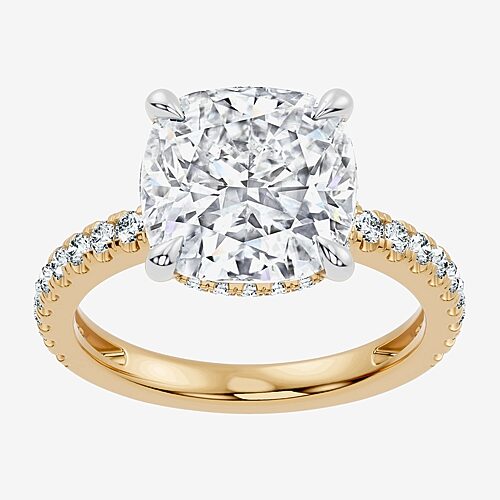 Signature By Modern Bride (F-G / Vs2-Si1) Womens 6 1/2 Ct. T.W. Lab Grown White Diamond 14K Gold Cushion Side Stone Engagement Ring, 9, Yellow