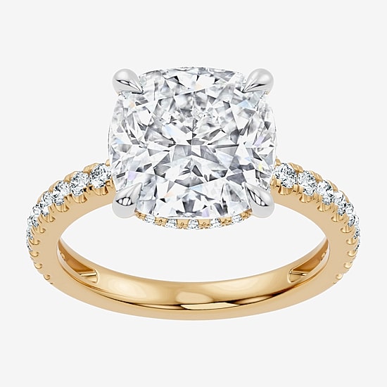 Signature By Modern Bride (F-G / Vs2-Si1) Womens 6 1/2 Ct. T.W. Lab Grown White Diamond 14K Gold Cushion Side Stone Engagement Ring