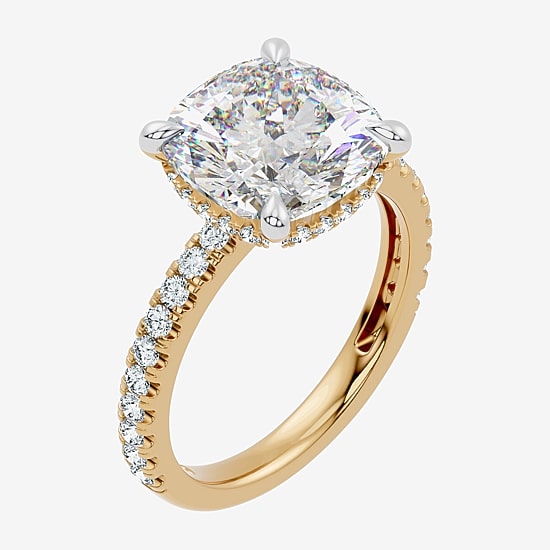 Signature By Modern Bride (F-G / Vs2-Si1) Womens 6 1/2 Ct. T.W. Lab Grown White Diamond 14K Gold Cushion Side Stone Engagement Ring