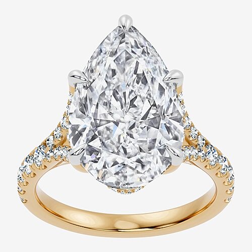 Signature By Modern Bride (F-G / Vs2-Si1) Womens 10 1/2 Ct. T.W. Lab Grown White Diamond 14K Gold Pear Side Stone Engagement Ring, 9, Yellow