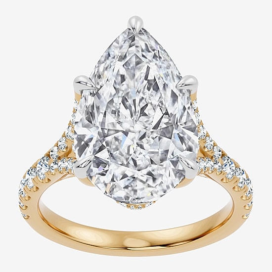 Signature By Modern Bride (F-G / Vs2-Si1) Womens 10 1/2 Ct. T.W. Lab Grown White Diamond 14K Gold Pear Side Stone Engagement Ring