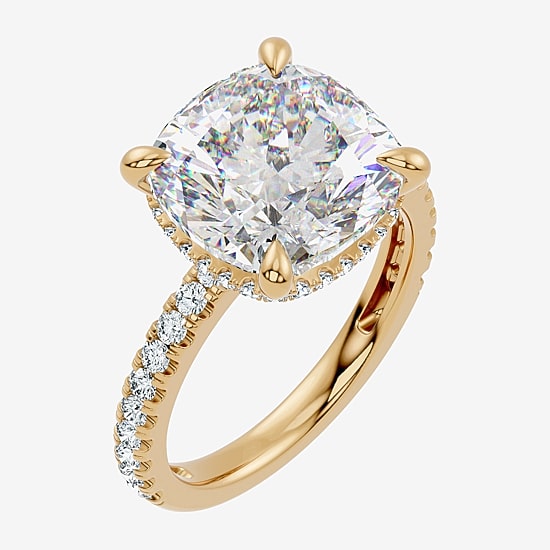 Signature By Modern Bride (F-G / Vs2-Si1) Womens 10 1/2 Ct. T.W. Lab Grown White Diamond 14K Gold Cushion Side Stone Engagement Ring