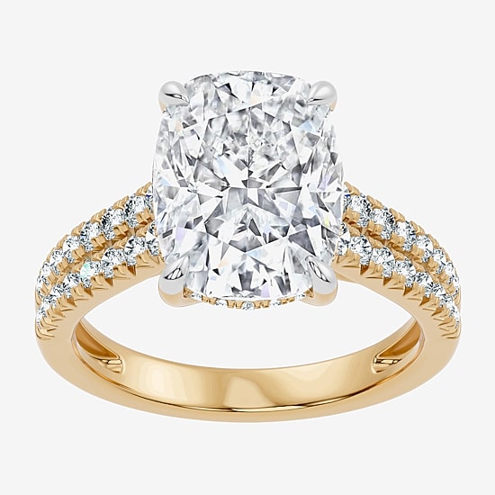 Signature By Modern Bride (F-G / Vs2-Si1) Womens 6 1/2 Ct. T.W. Lab Grown White Diamond 14K Gold Cushion Side Stone Engagement Ring