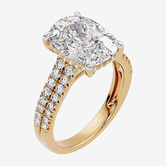 Signature By Modern Bride (F-G / Vs2-Si1) Womens 6 1/2 Ct. T.W. Lab Grown White Diamond 14K Gold Cushion Side Stone Engagement Ring