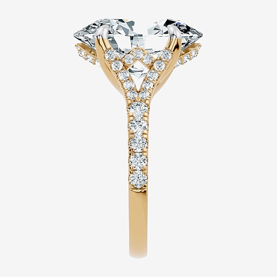 Signature By Modern Bride (F-G / Vs2-Si1) Womens 6 1/2 Ct. T.W. Lab Grown White Diamond 14K Gold Oval Side Stone Engagement Ring