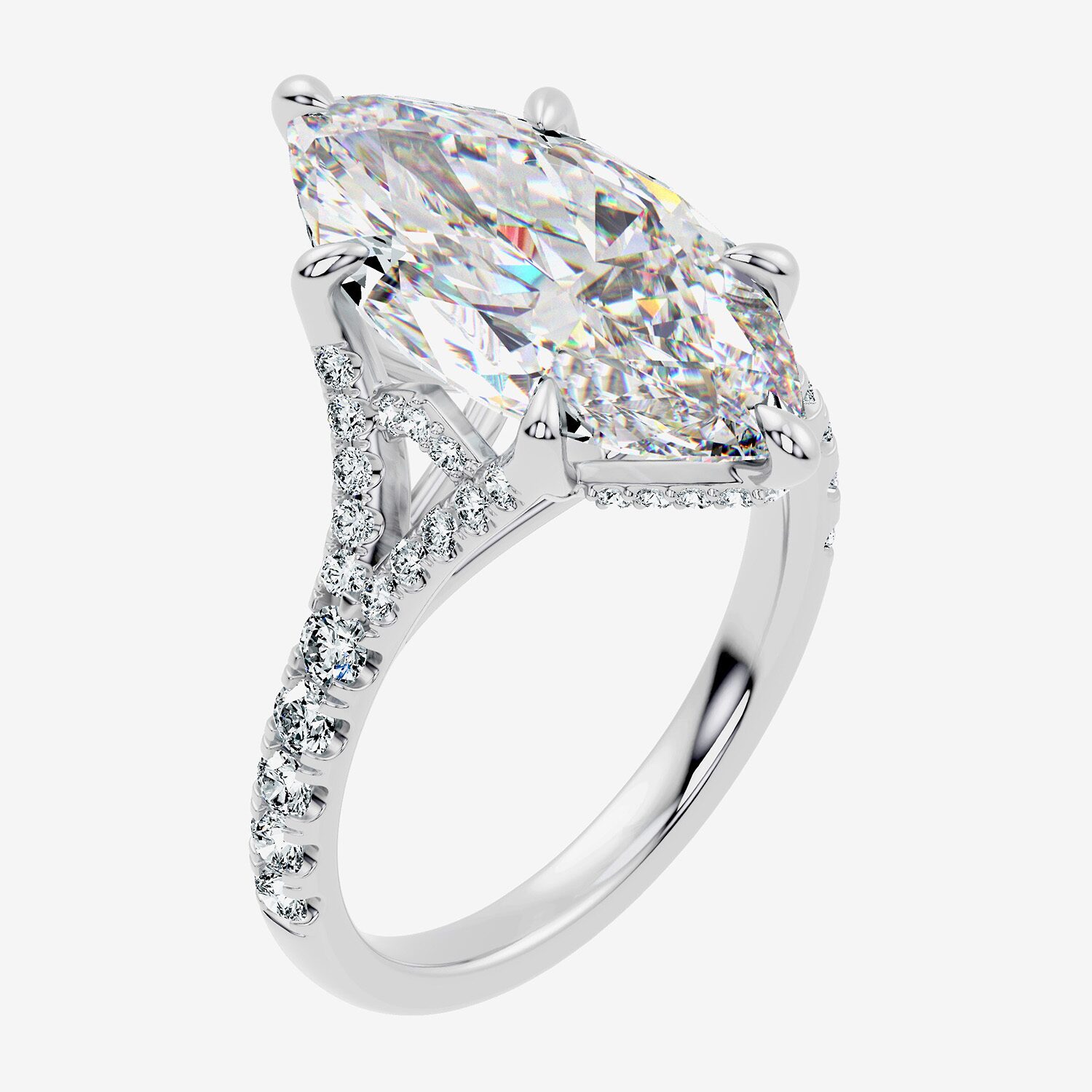 Signature By Modern Bride (F-G / Vs2-Si1) Womens 6 1/2 Ct. T.W. Lab Grown White Diamond 14K Gold Marquise Side Stone Engagement Ring