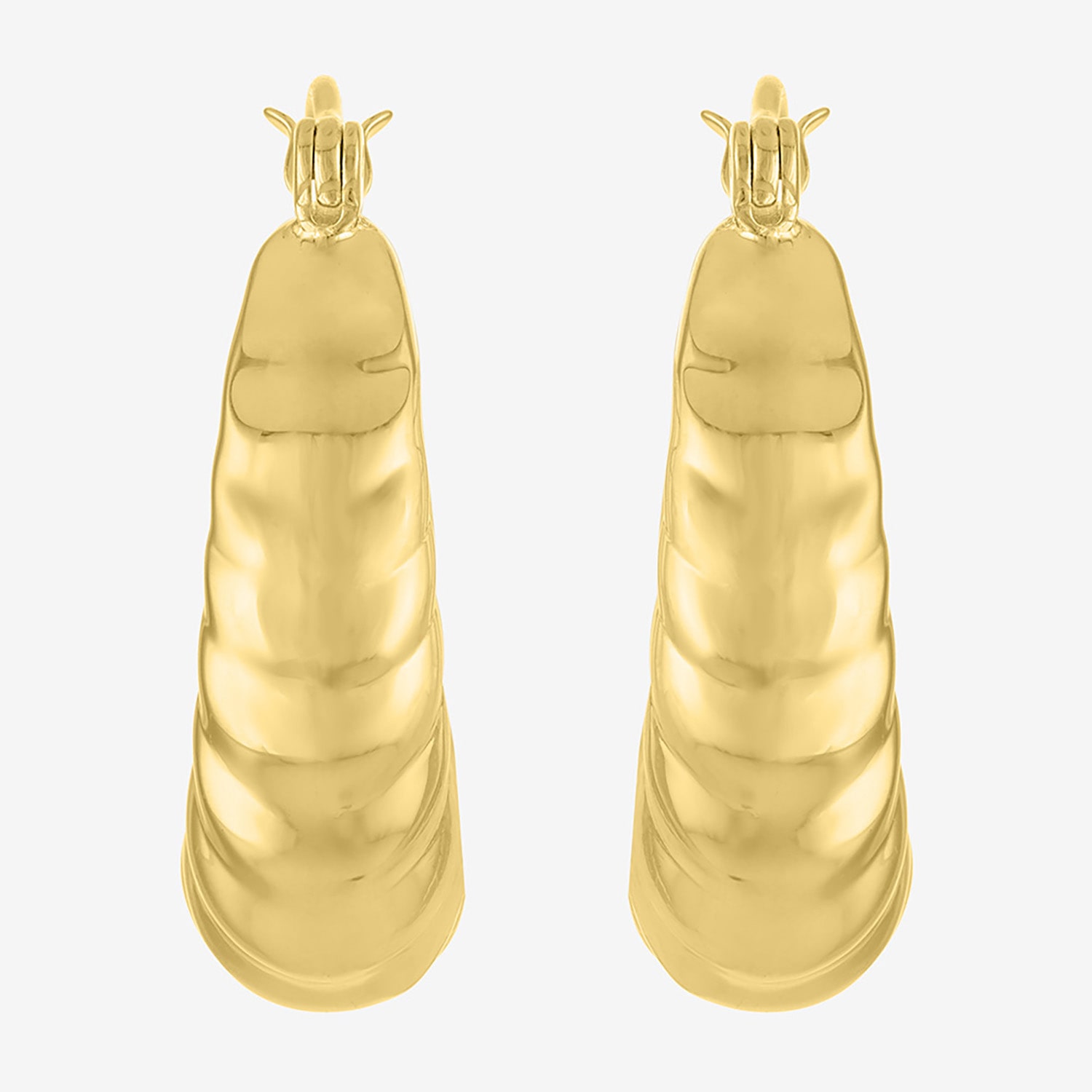 Bold Addiction Womens 14K Gold Over Brass 27mm Hoop Earrings