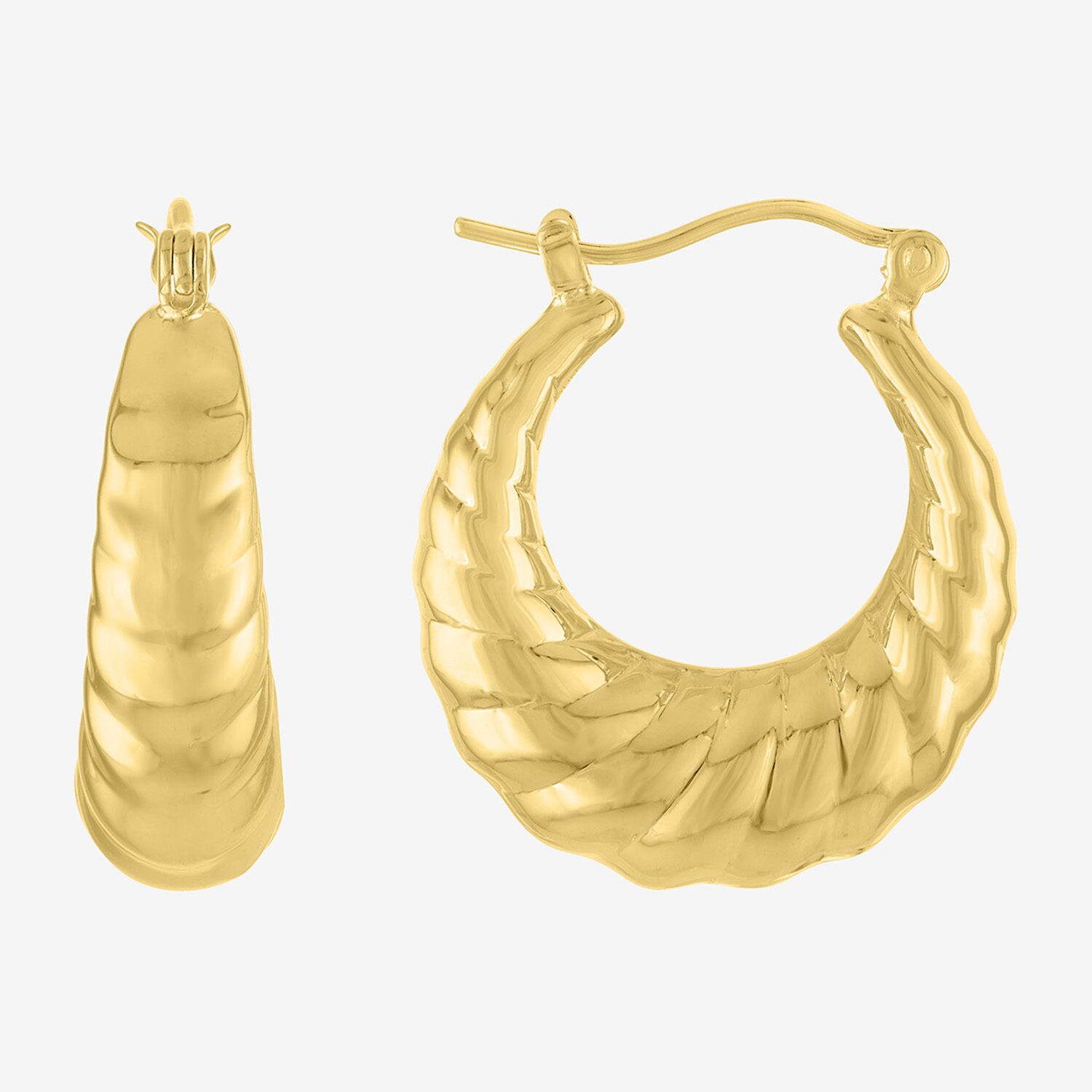 Bold Addiction Womens 14K Gold Over Brass 27mm Hoop Earrings