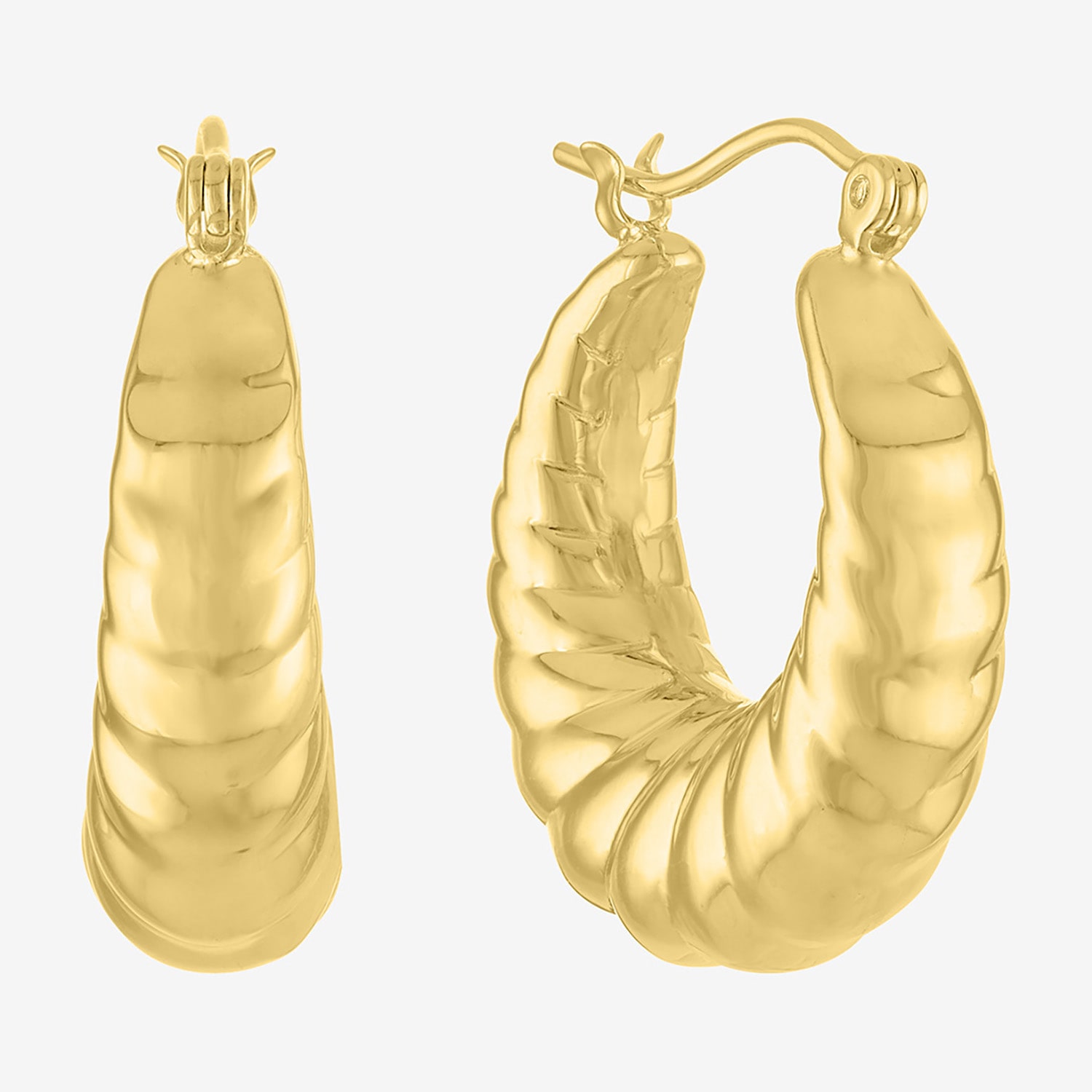 Bold Addiction Womens 14K Gold Over Brass 27mm Hoop Earrings