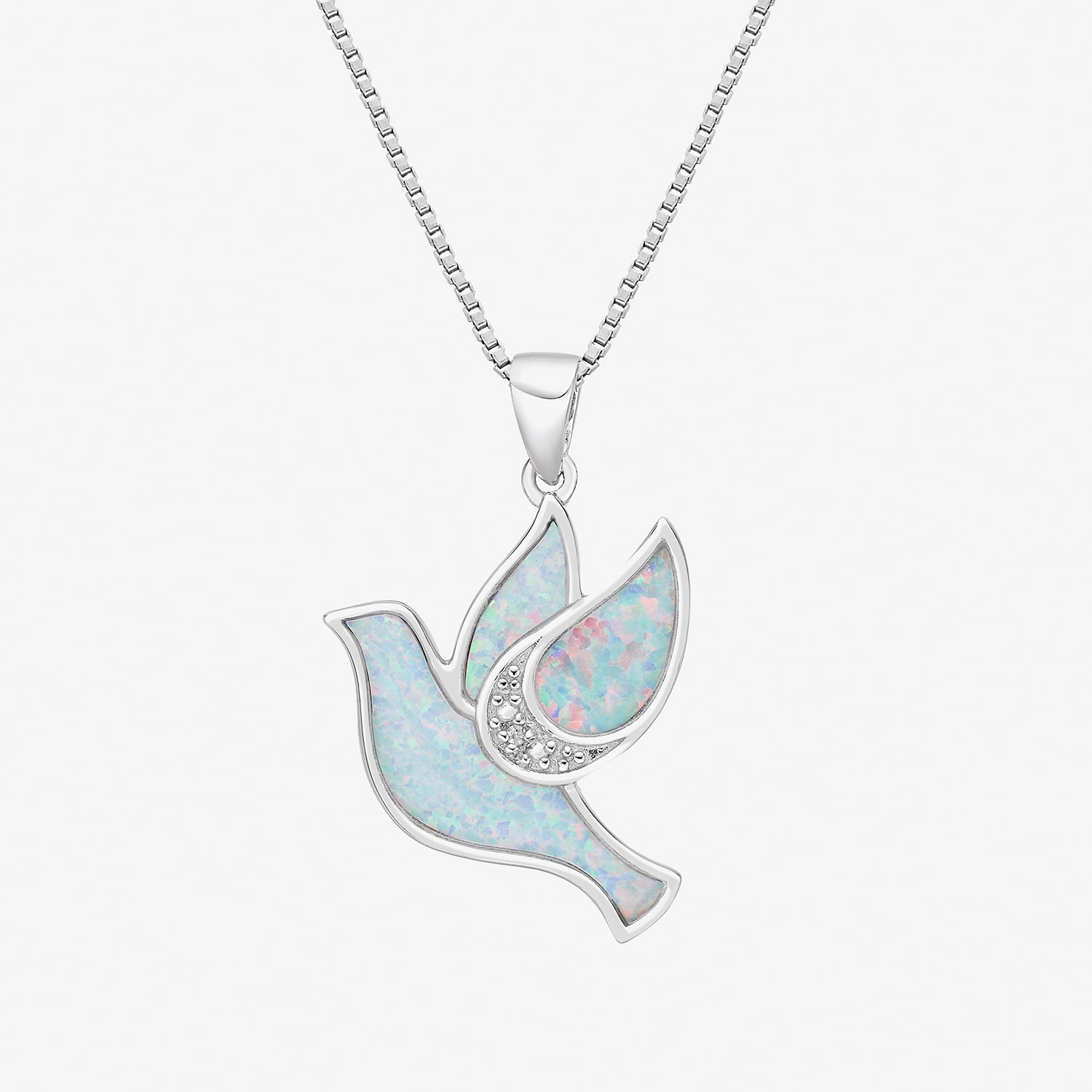 Womens Diamond Accent Lab Created White Opal Sterling Silver 18 Inch Pendant Necklace