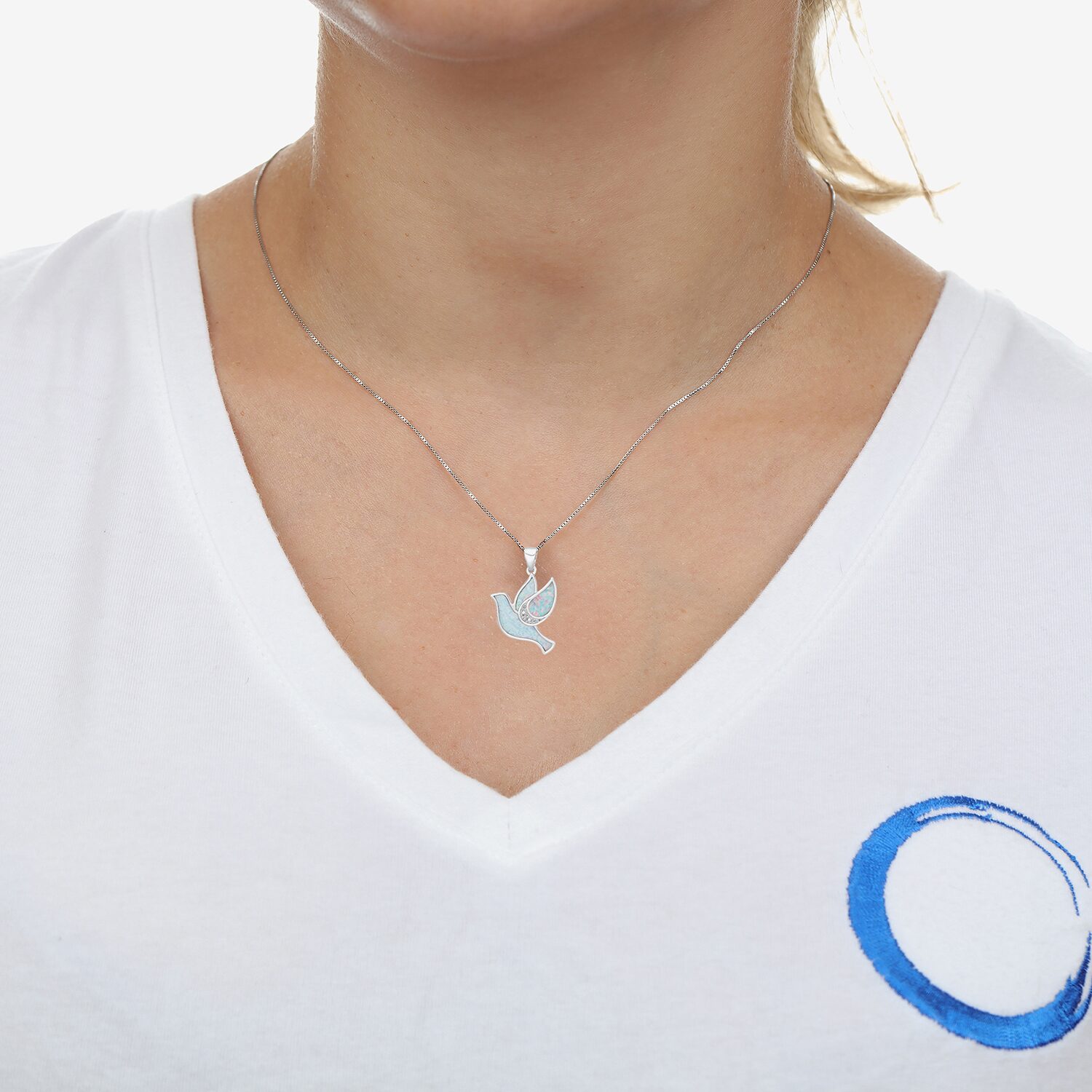 Womens Diamond Accent Lab Created White Opal Sterling Silver 18 Inch Pendant Necklace
