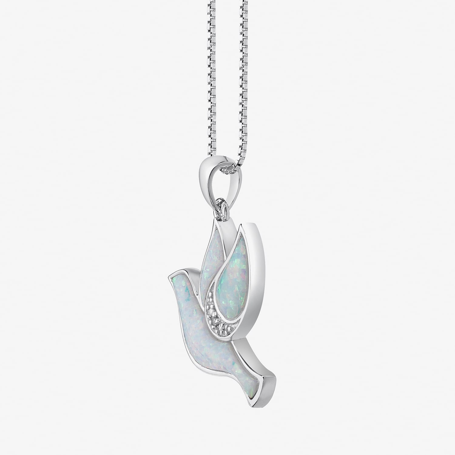 Womens Diamond Accent Lab Created White Opal Sterling Silver 18 Inch Pendant Necklace