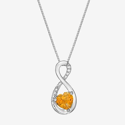 Womens Diamond Accent Lab Created White Opal Sterling Silver Infinity 18 Inch Pendant Necklace, One Size, Yellow