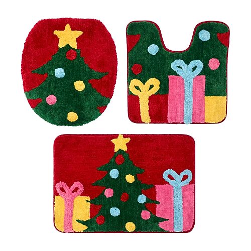 Avanti Christmas Tree 3-pc. Bath Rug Set In Red