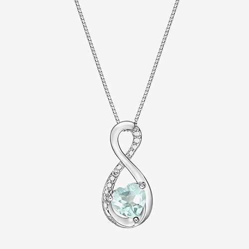 Womens Diamond Accent Lab Created White Opal Sterling Silver Infinity 18 Inch Pendant Necklace, One Size, Blue