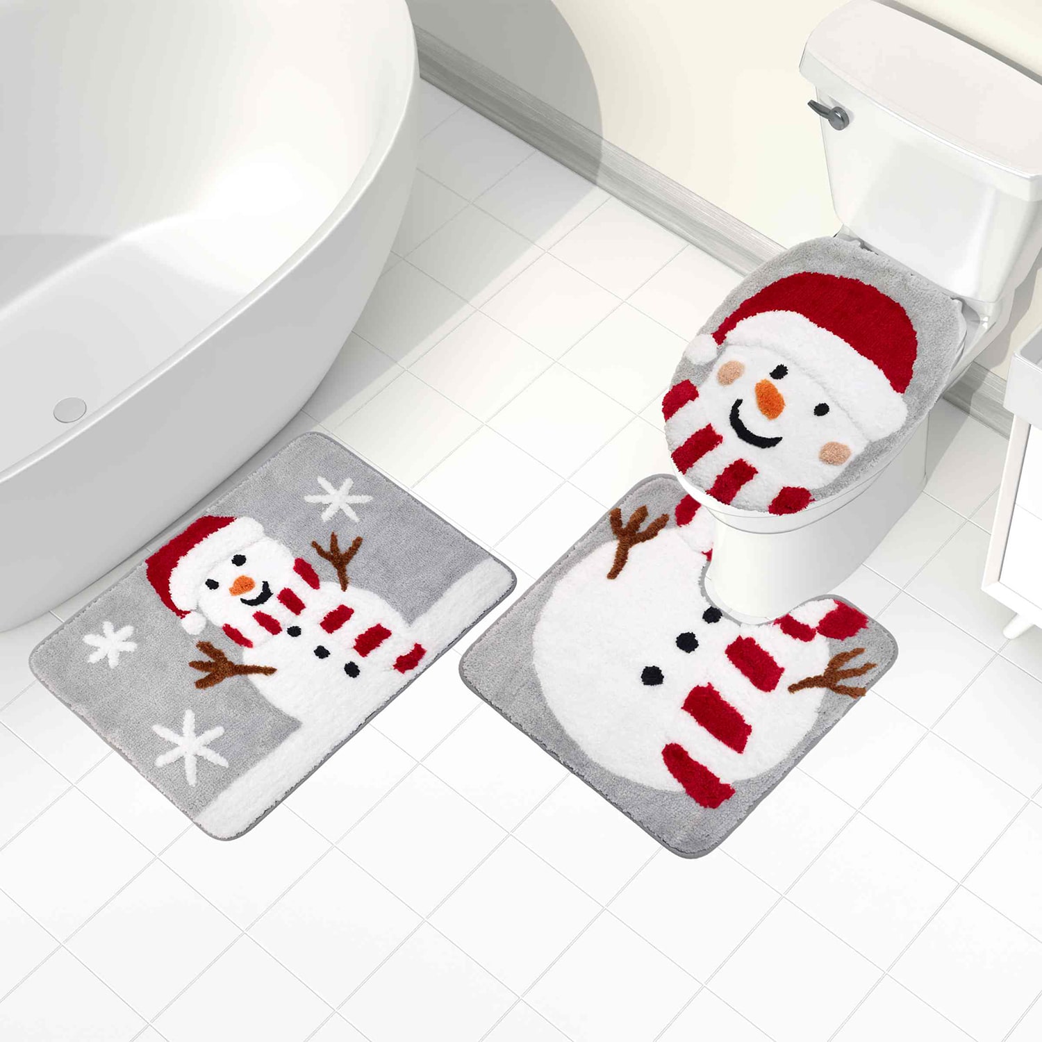 Avanti Snowman Flake 3-pc. Bath Rug Set
