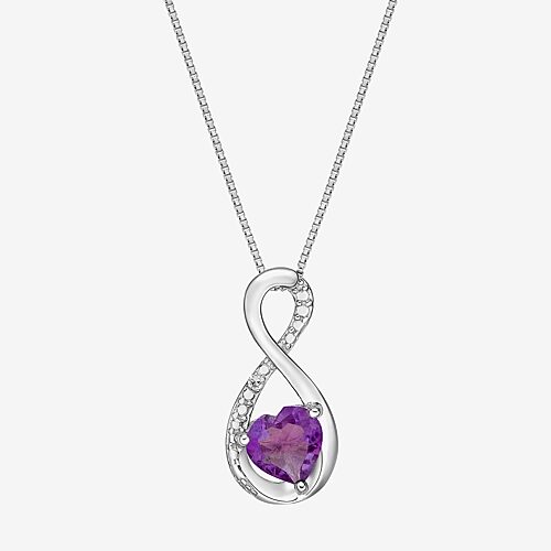 Womens Diamond Accent Lab Created White Opal Sterling Silver Infinity 18 Inch Pendant Necklace, One Size, Purple