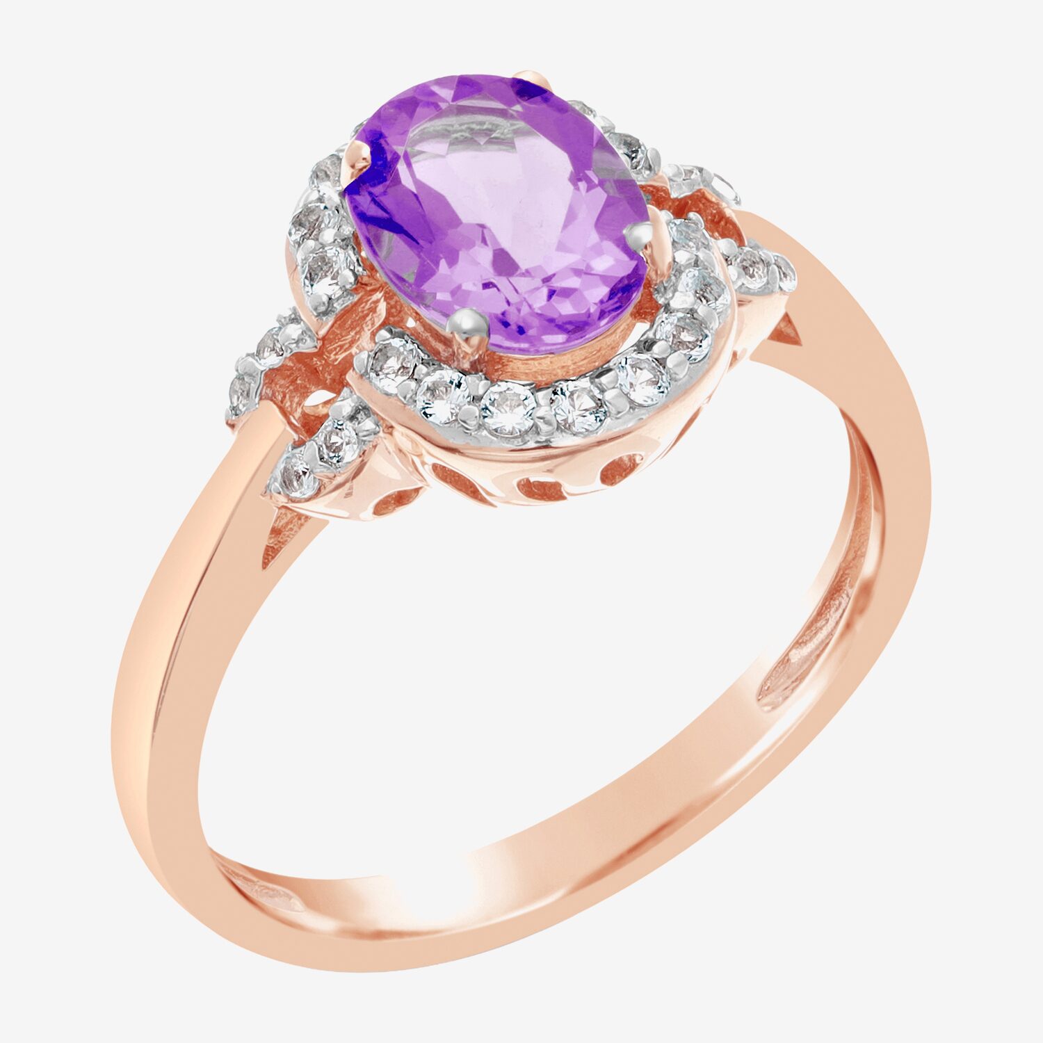 Womens Gemstone Oval Side Stone Cocktail Ring
