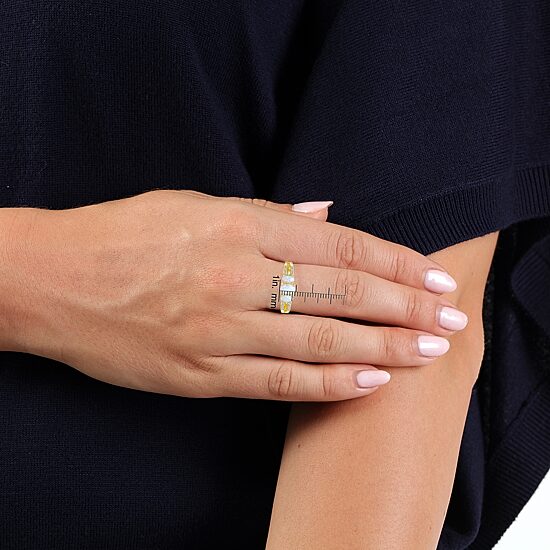 Womens 1/10 CT. T.W. Lab Created White Opal 10K Gold 3-Stone Cocktail Ring
