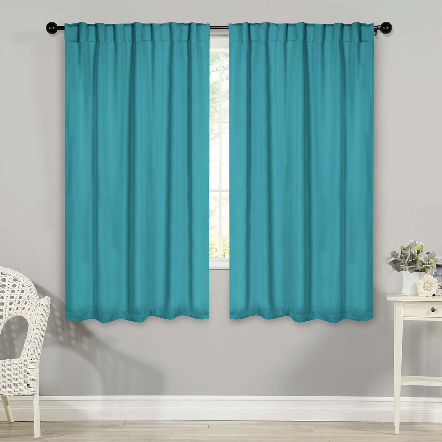 SUPERIOR® Solid Back Tab Energy Saving Room Darkening Set of 2 Curtain Panel