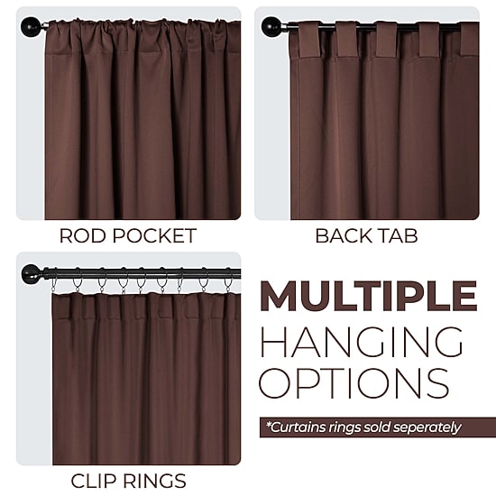 SUPERIOR® Solid Back Tab Energy Saving Room Darkening Set of 2 Curtain Panel
