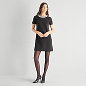 Marc New York Womens Round Neck Short Sleeve Embellished Shift Dress