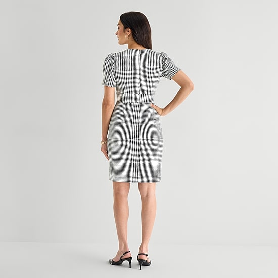 Marc New York Womens V Neck Short Sleeve Sheath Dress